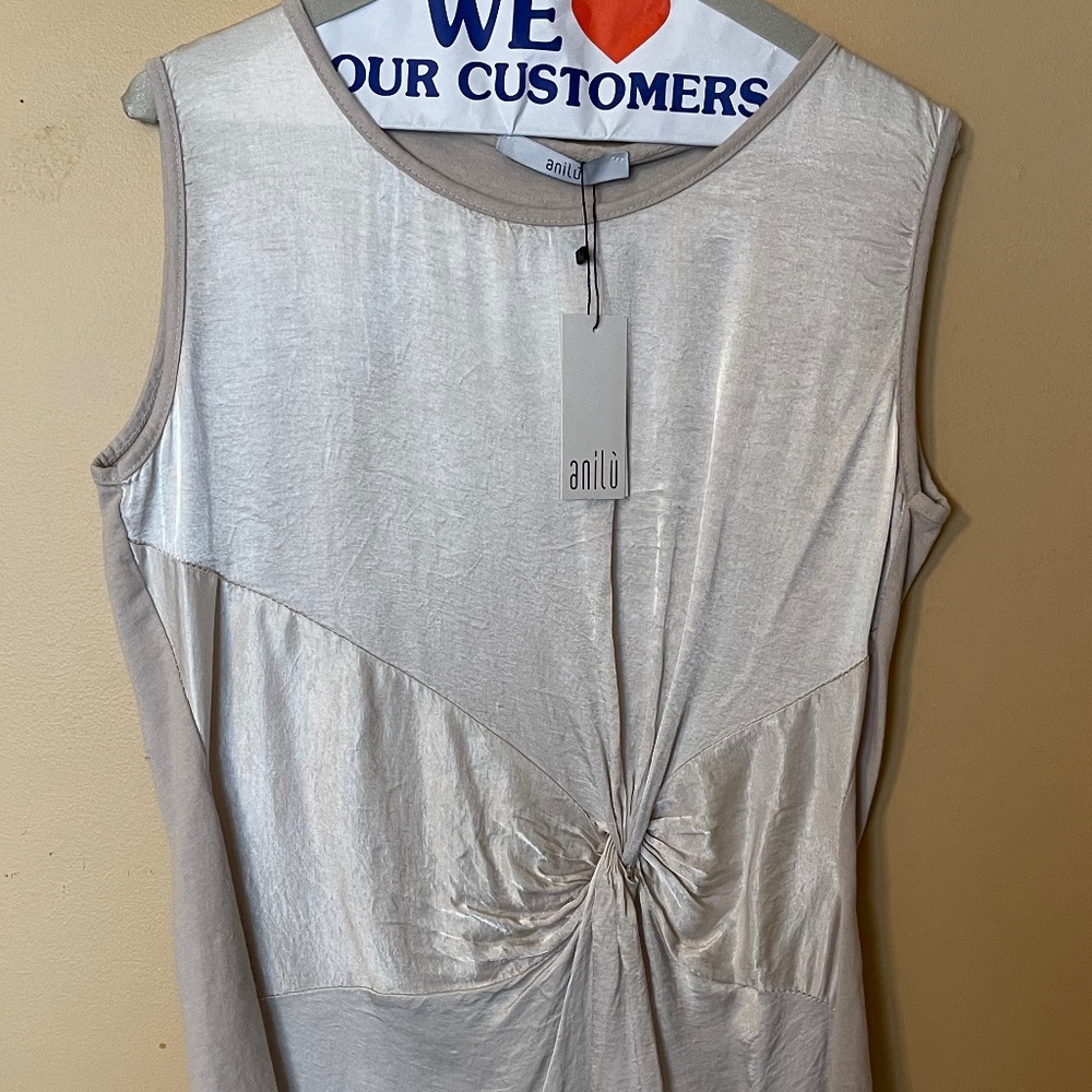 Anilu (Italian Brand) Beige, Satiny Top, M